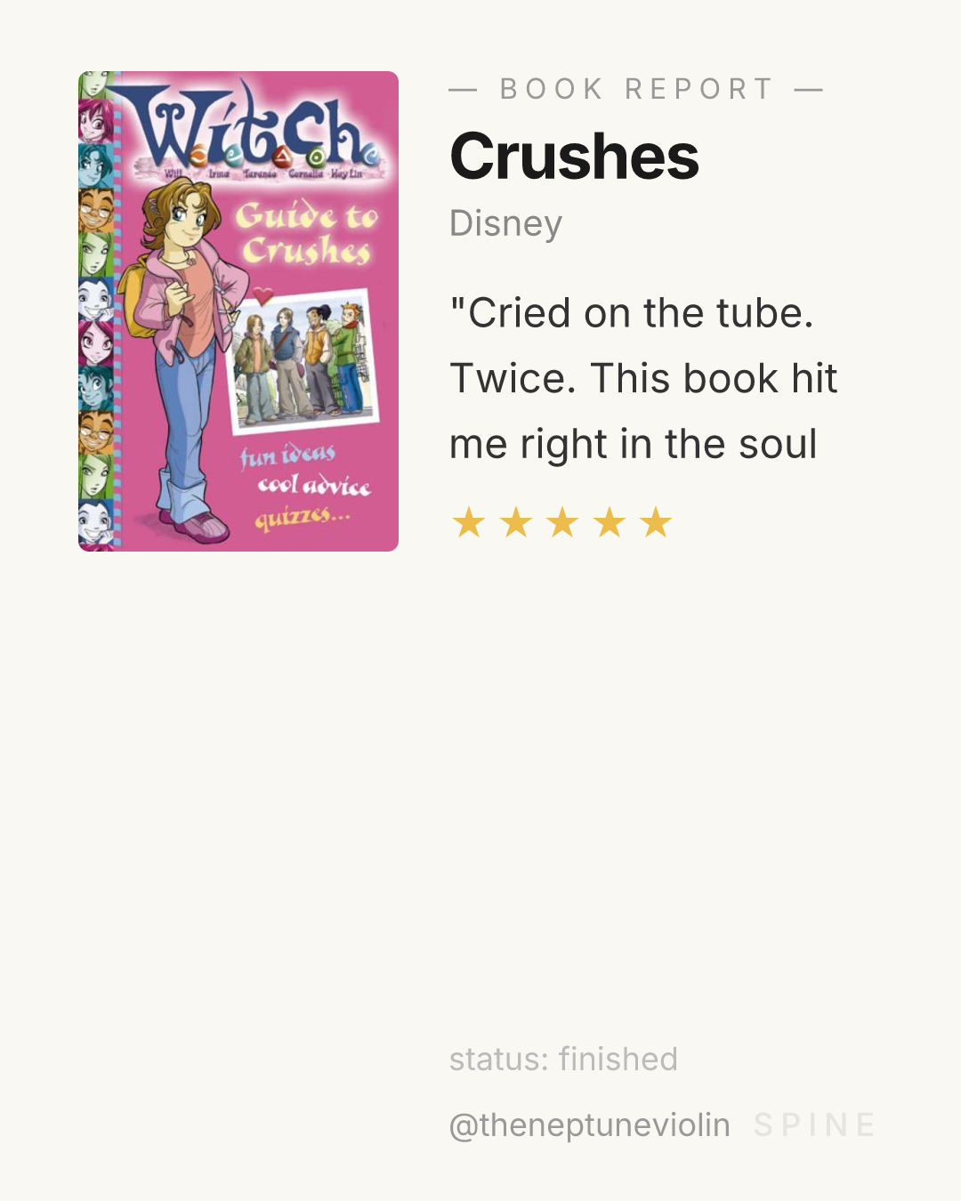 Crushes by Disney — reading card