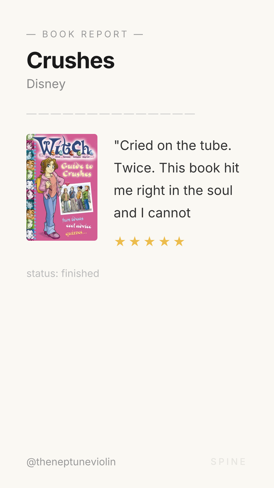 Crushes by Disney — reading card
